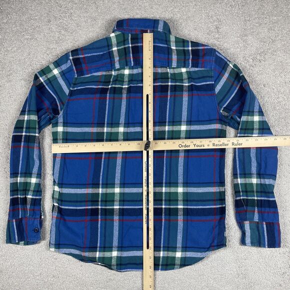 American Eagle Flannel Shirt Mens Small Plaid Pockets Blue Outdoors Casual - Picture 10 of 14